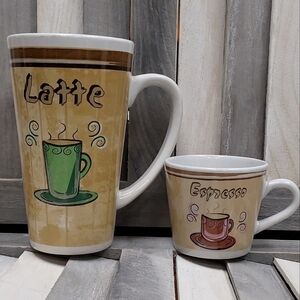 Set of 2 mugs, Latte and Esspresso